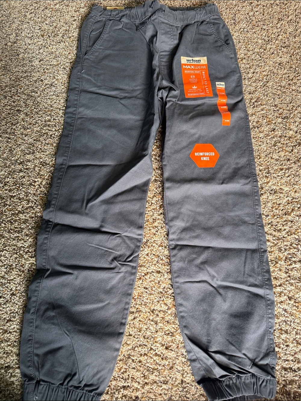 Boys Gray Reinforced-Knee  joggers